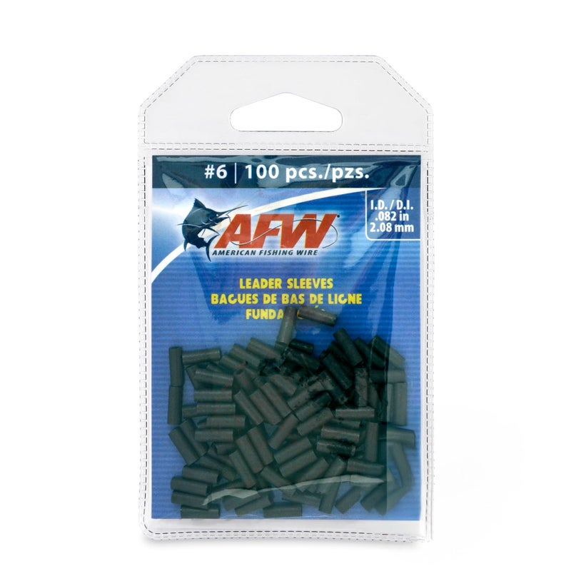 AFW American Fishing Wire Single Barrel Crimp Sleeves, Size #6/.082", Black, 100 pc - Image 1